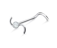 S Shaped with Rhinestone Curved Nose Stud NSKB-631